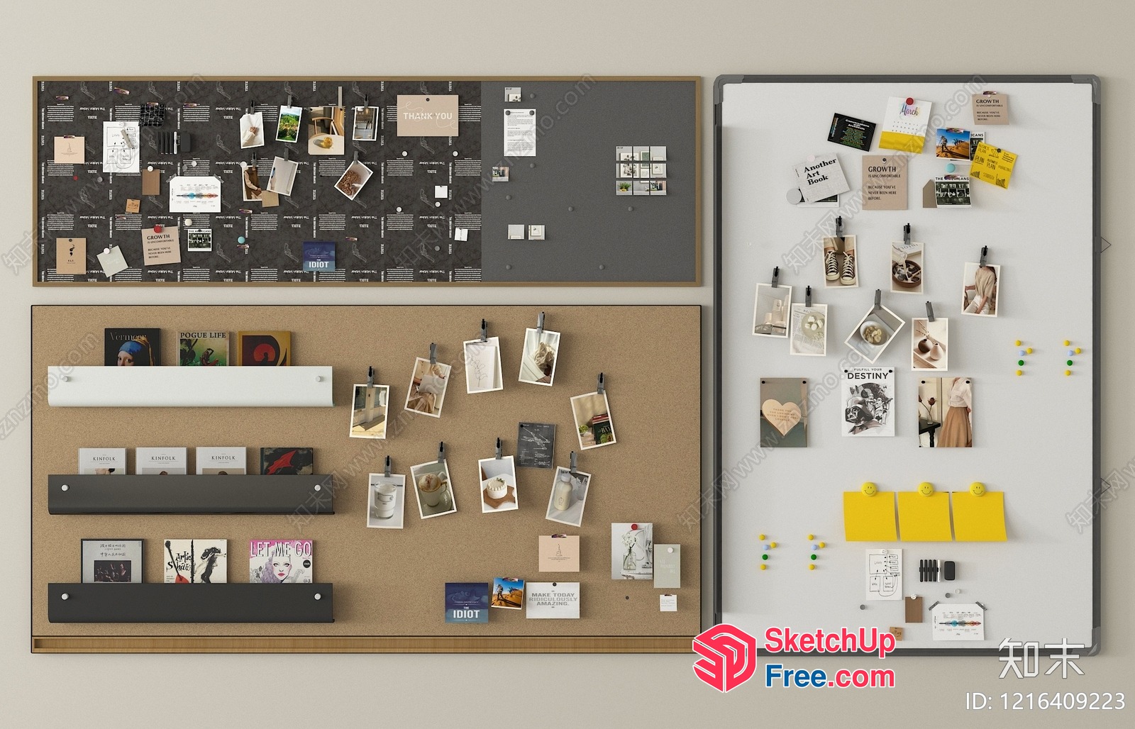 Three Bulletin Boards In Different Styles 3D SketchUp File