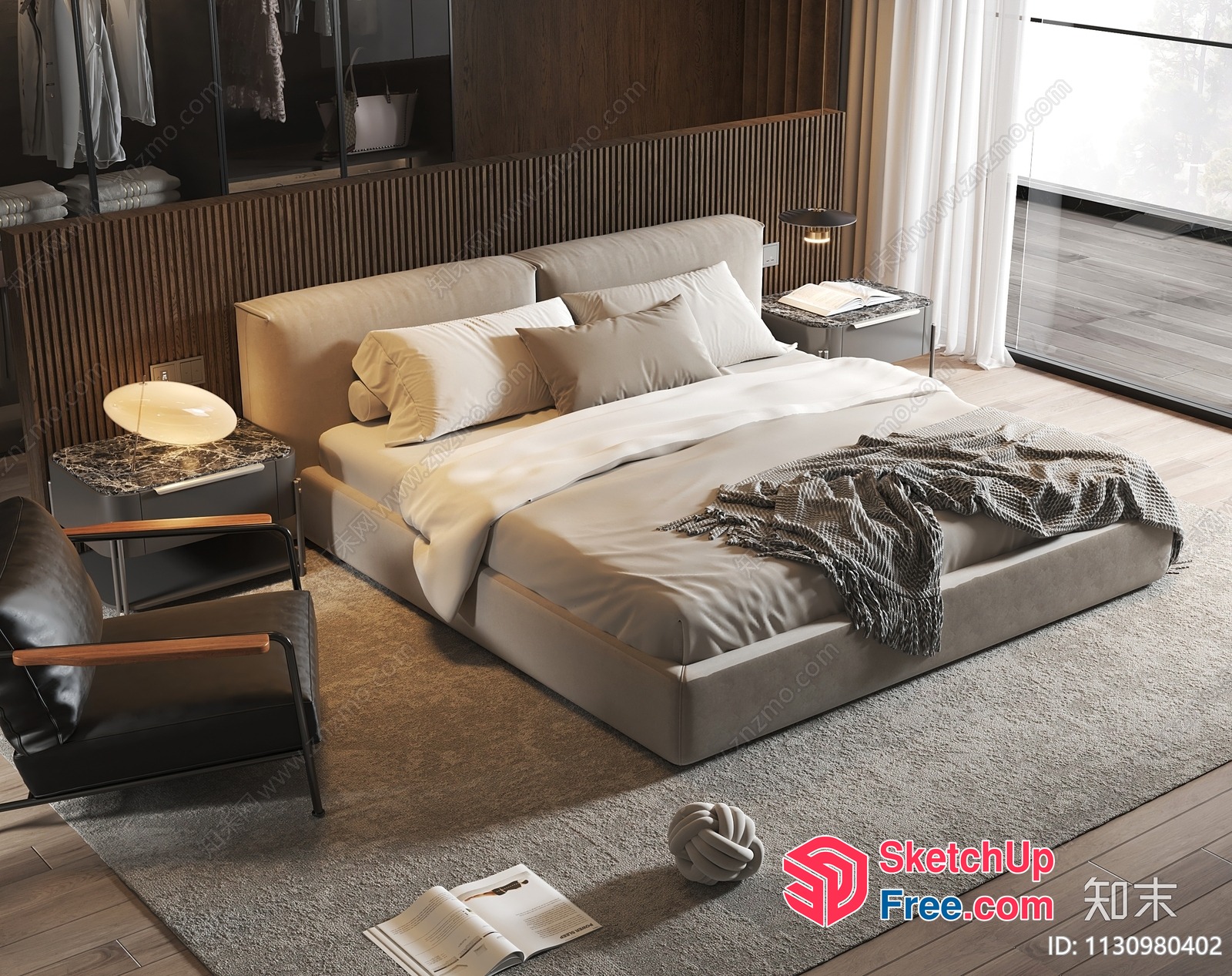Modern Minimalist Bedroom With Sleek Furniture 3D SketchUp File