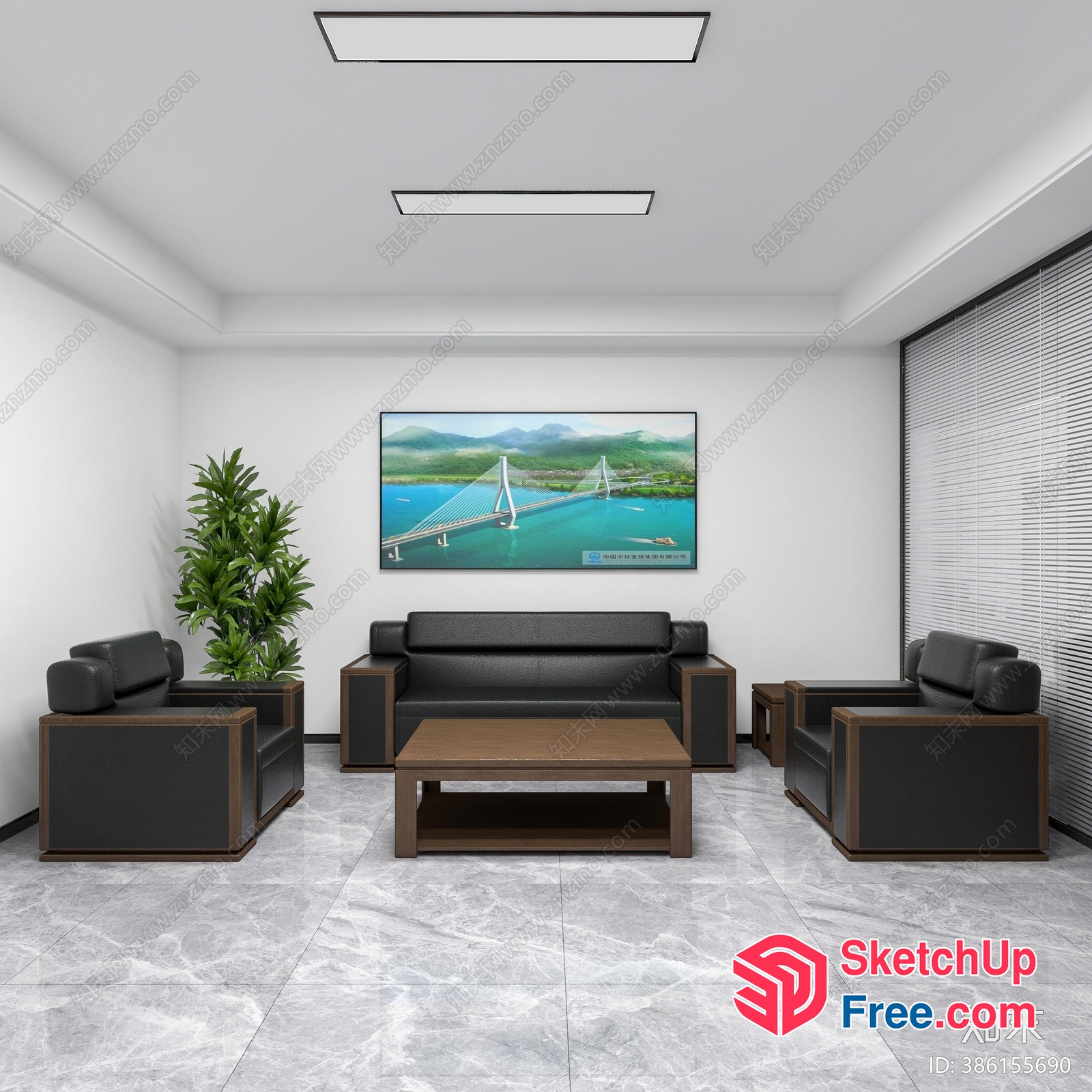 Elegant Modern Living Room With Sleek Furniture And Artwork 3D SketchUp File
