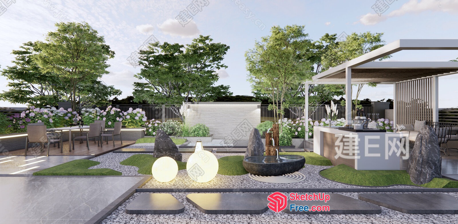 Modern Asian-Inspired Outdoor Oasis 3D SketchUp File