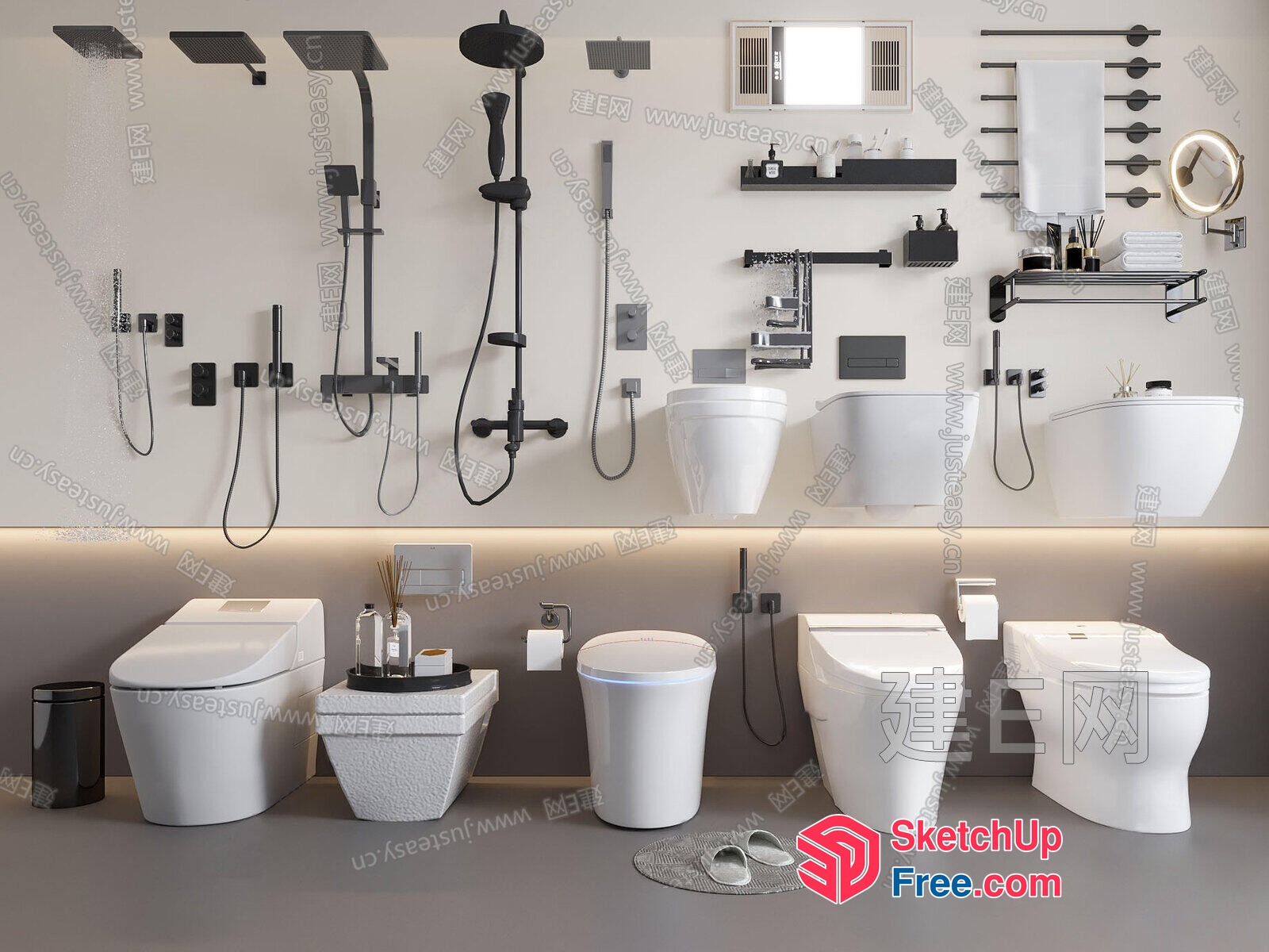 Modern Bathroom Fixtures And Decorations 3D SketchUp File