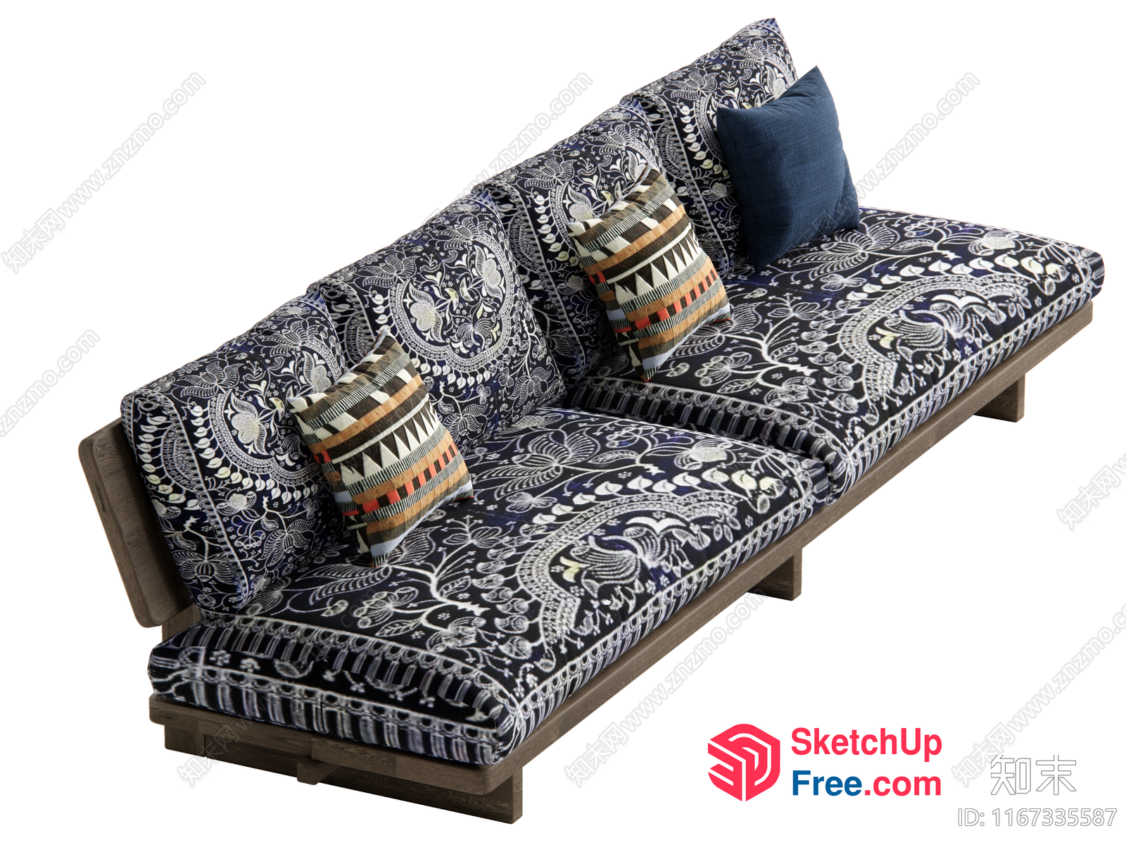 Exquisite Black And White Patterned Sofa 3D SketchUp File