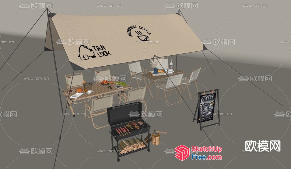 Outdoor Cafe With Coffee And Food 3D SketchUp File
