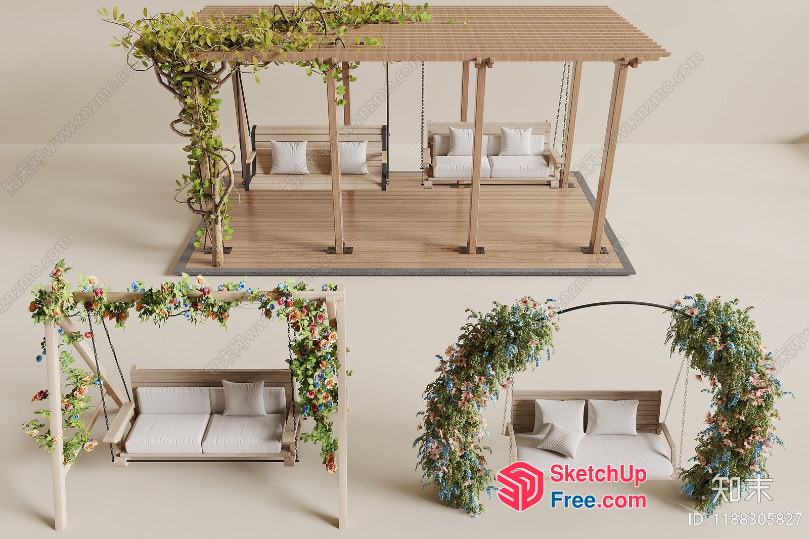 Floral Decorative Outdoor Swing 3D SketchUp File