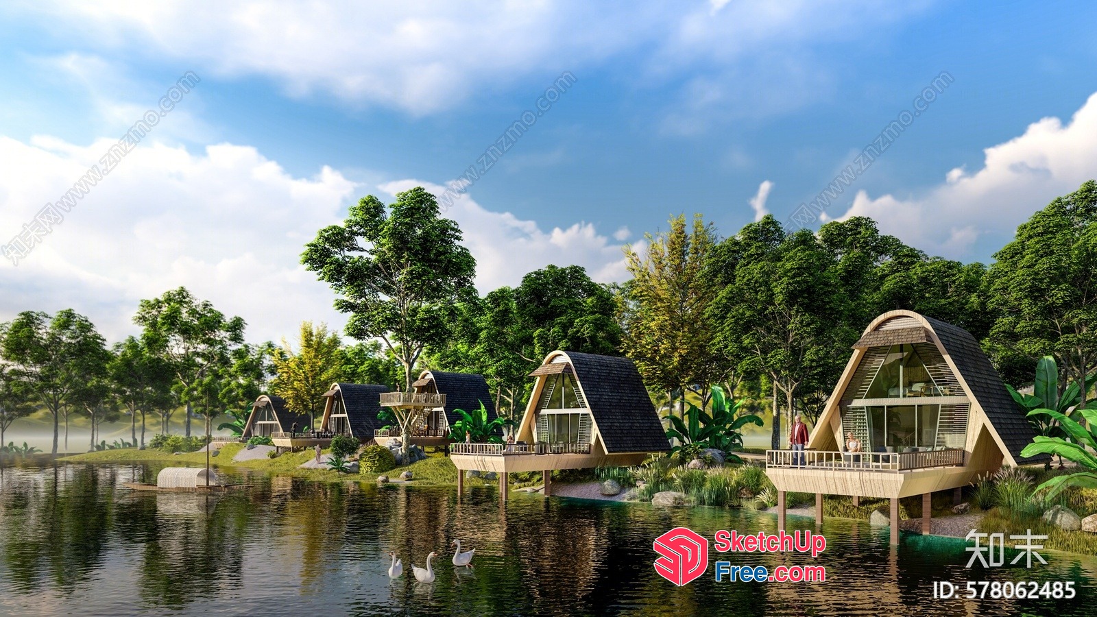 Serene Waterfront Villas 3D SketchUp File