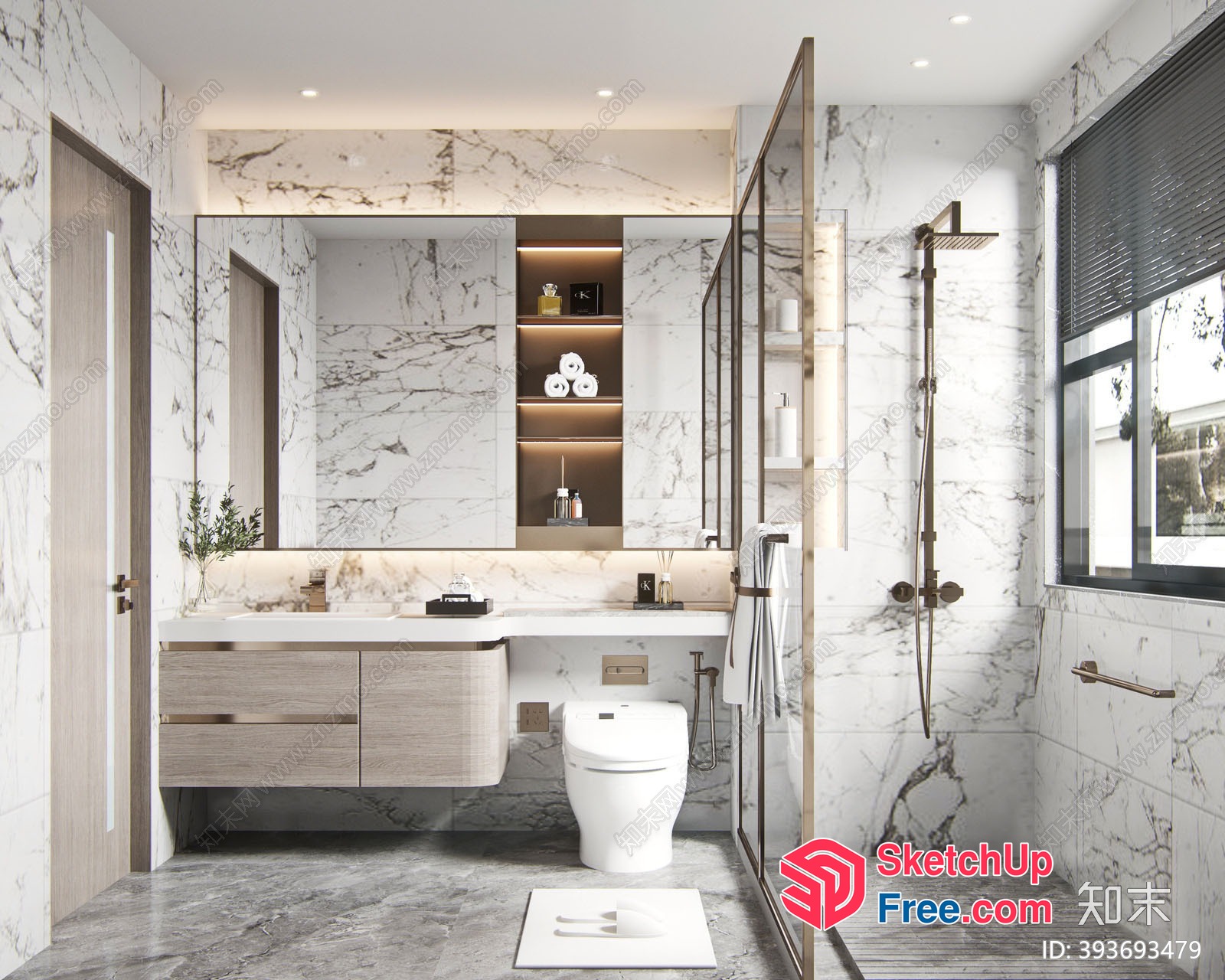 Luxurious Modern Bathroom Interior 3D SketchUp File