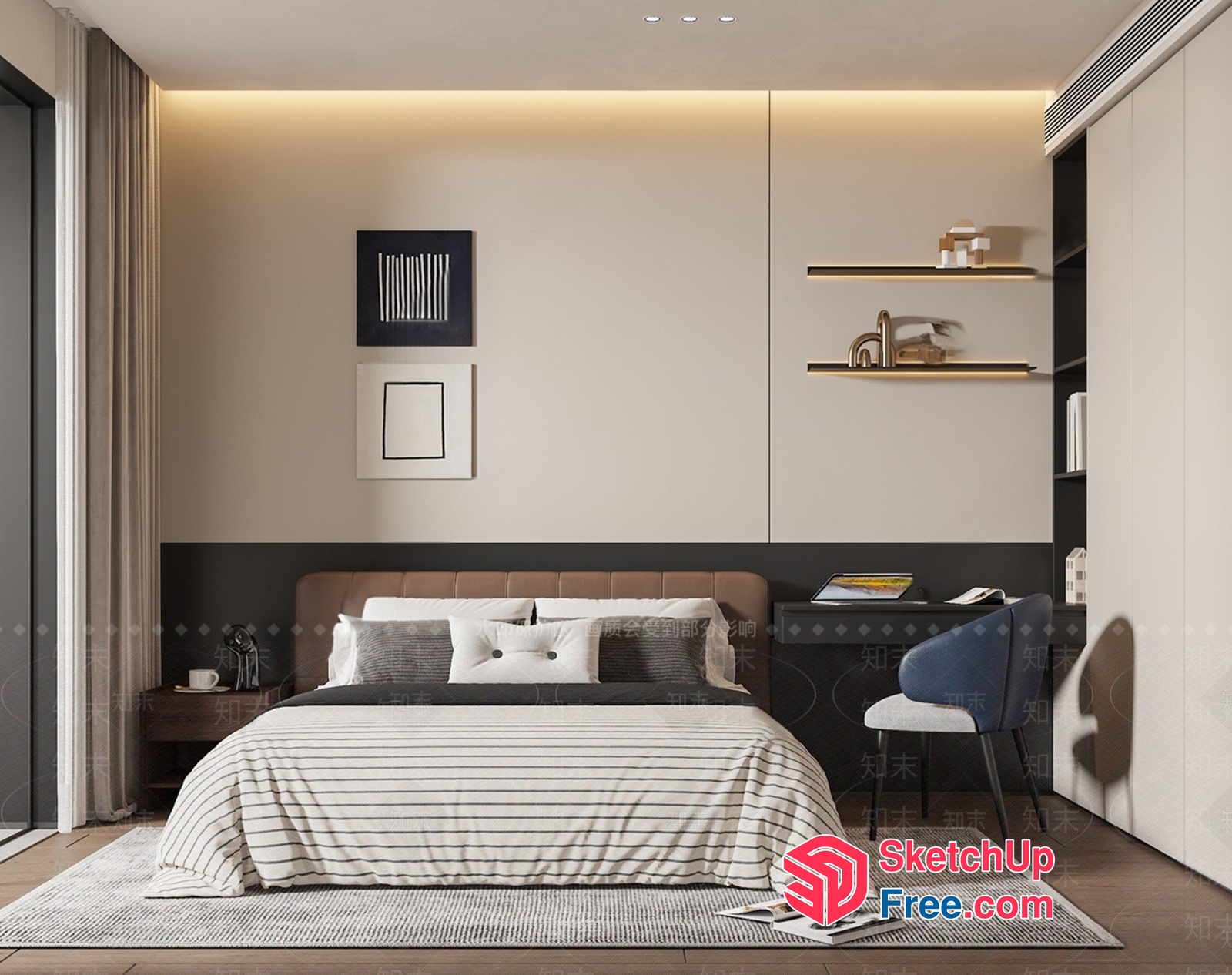 Modern Minimalist Bedroom Interior Design 3D SketchUp File