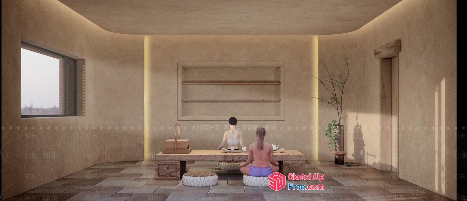 Serene Meditation Room 3D SketchUp File