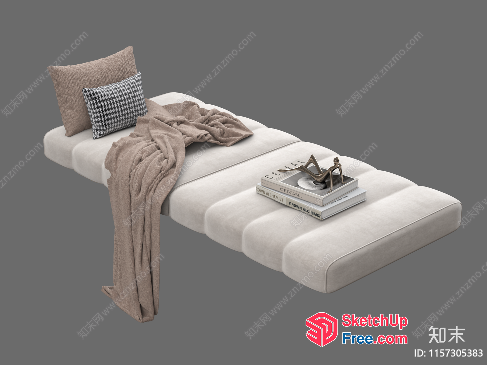 Modern Minimalist Creamy Style Living Room Sofa Bed 3D SketchUp File