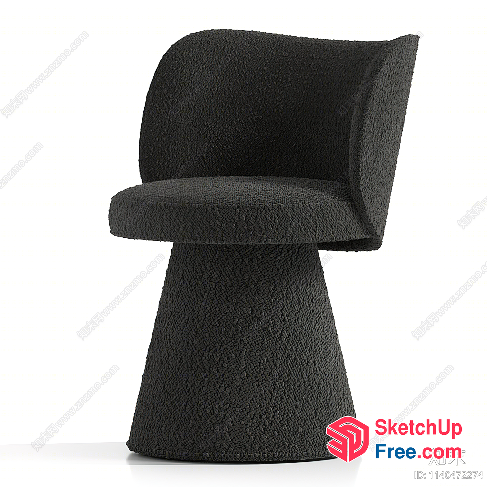 Modern Dark Grey Fabric Swivel Accent Chair 3D SketchUp File
