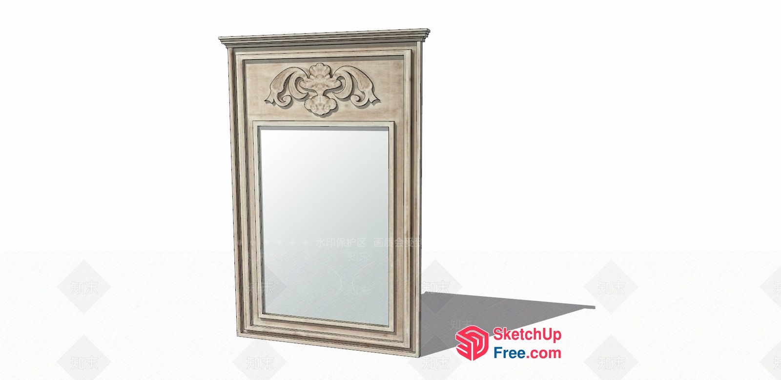 Ornate Creamy Style Mirror With Carved Decor 3D SketchUp File