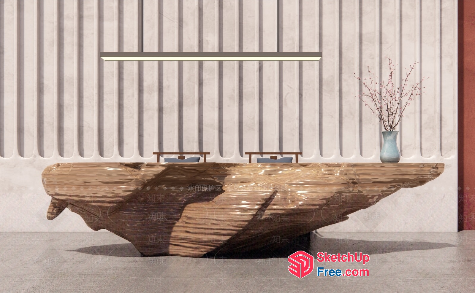 Natural Wood Table Design 3D SketchUp File