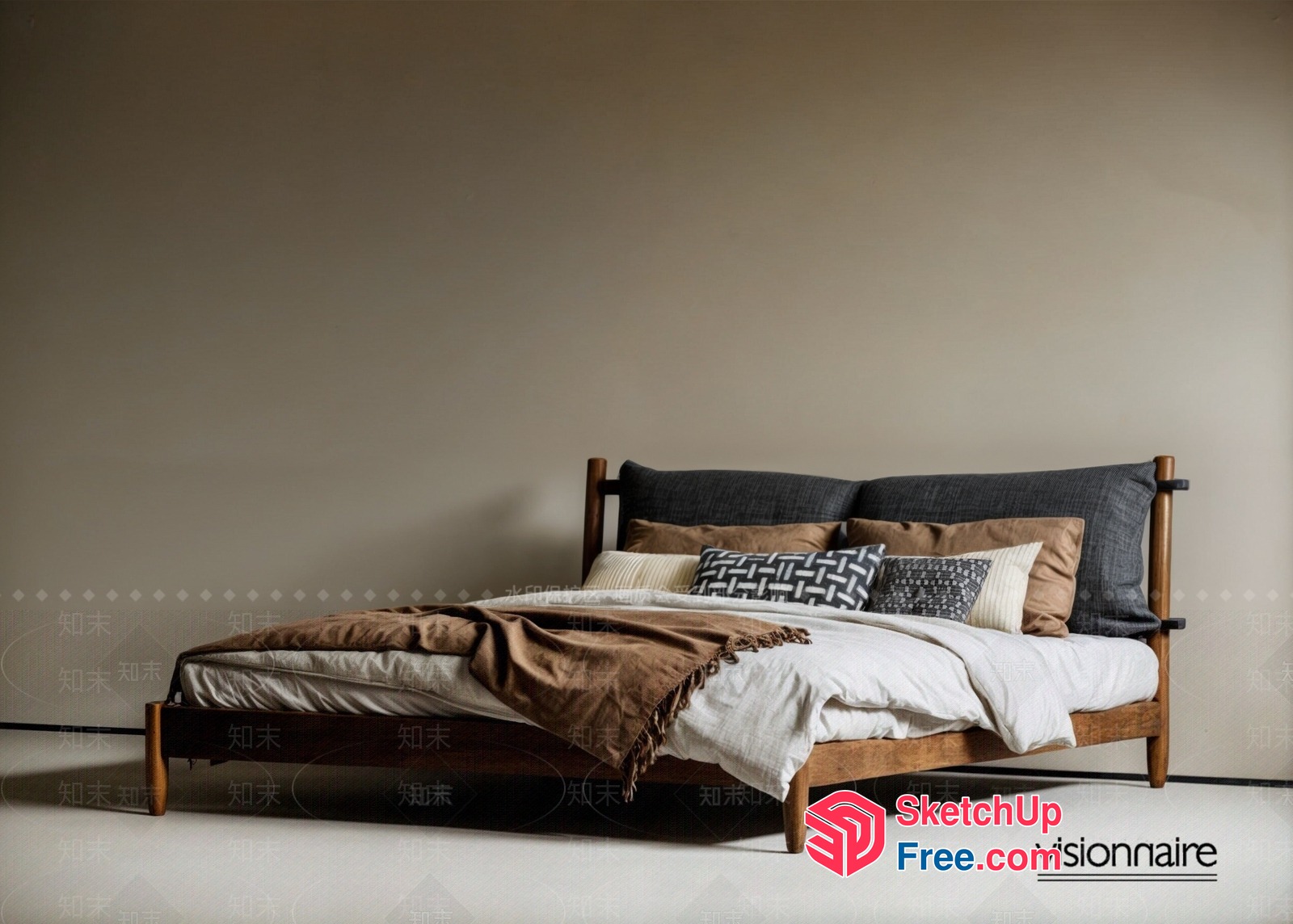 Minimalist Style Bed And Bedside Table 3D SketchUp File