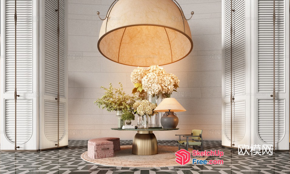 Elegant European-Style Living Room Interior 3D SketchUp File