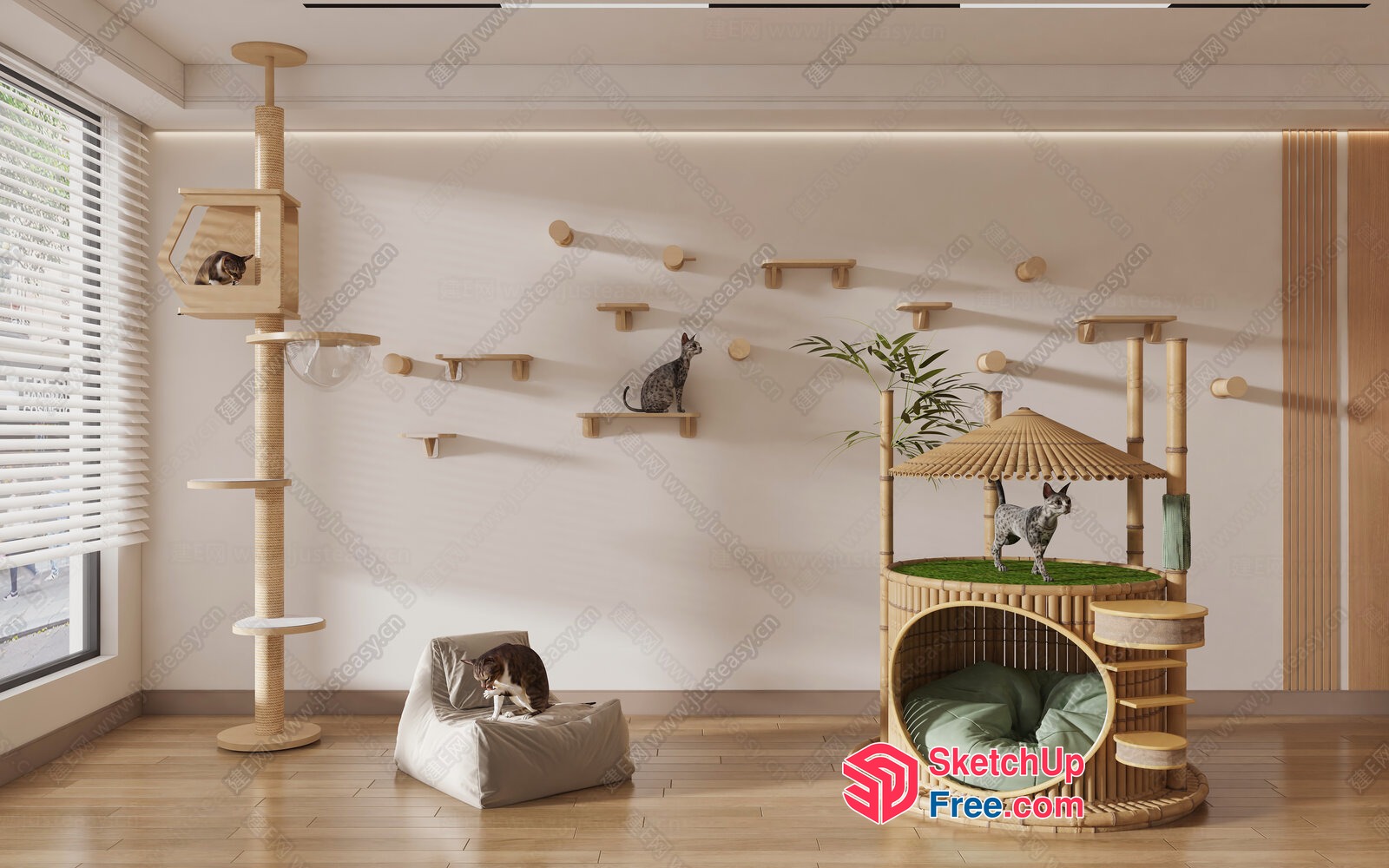 Modern Cat Playground With Cozy Bedding 3D SketchUp File
