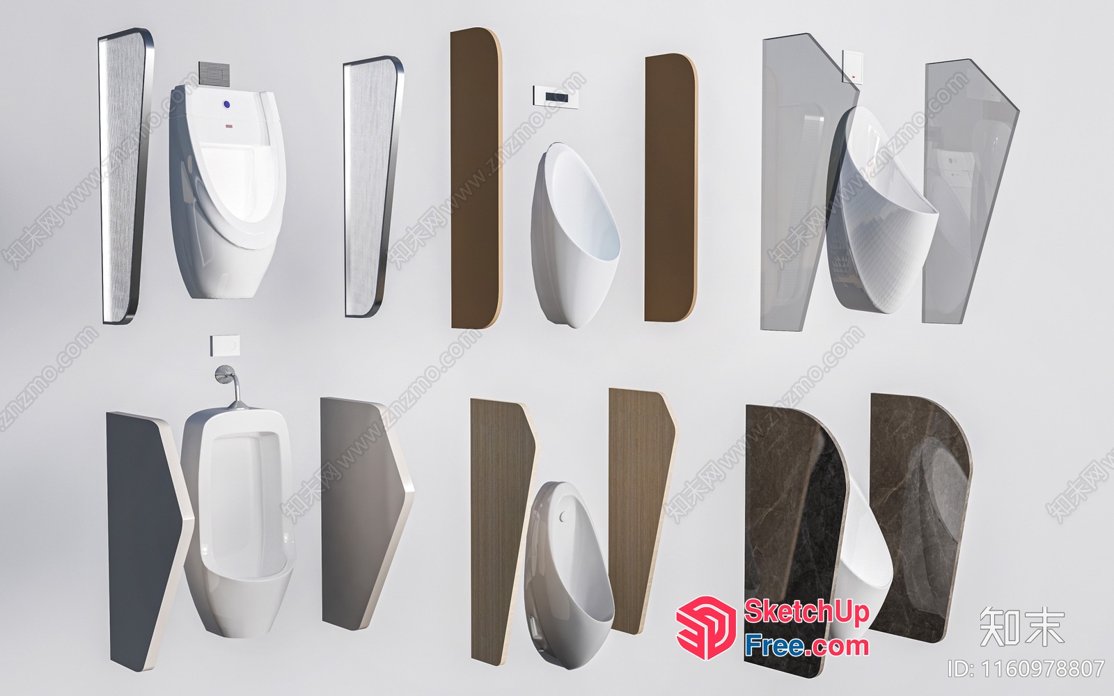 Modern Urinals In Various Styles 3D SketchUp File