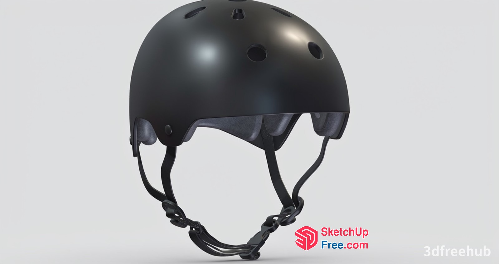 Black Helmet With Adjustable Chin Strap 3D SketchUp File