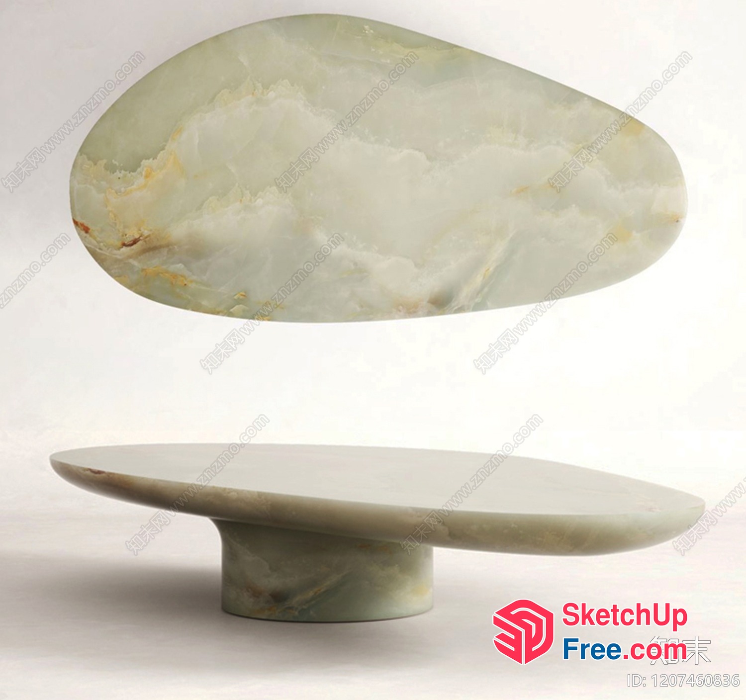 Oval-Shaped Marble Decorative Table 3D SketchUp File