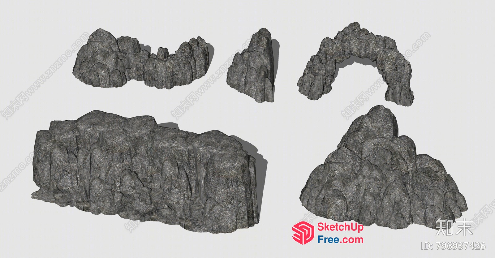 Rough Gray Rock Formations 3D SketchUp File