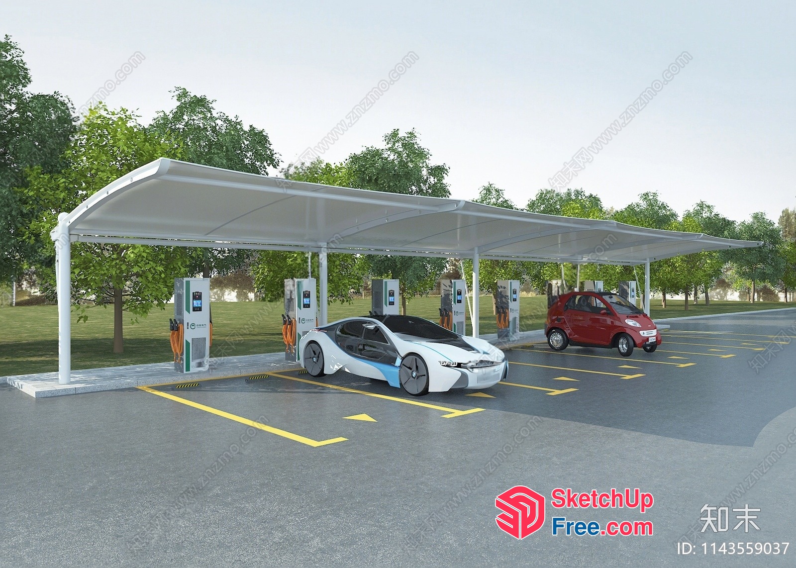 Electric Vehicle Charging Station 3D SketchUp File