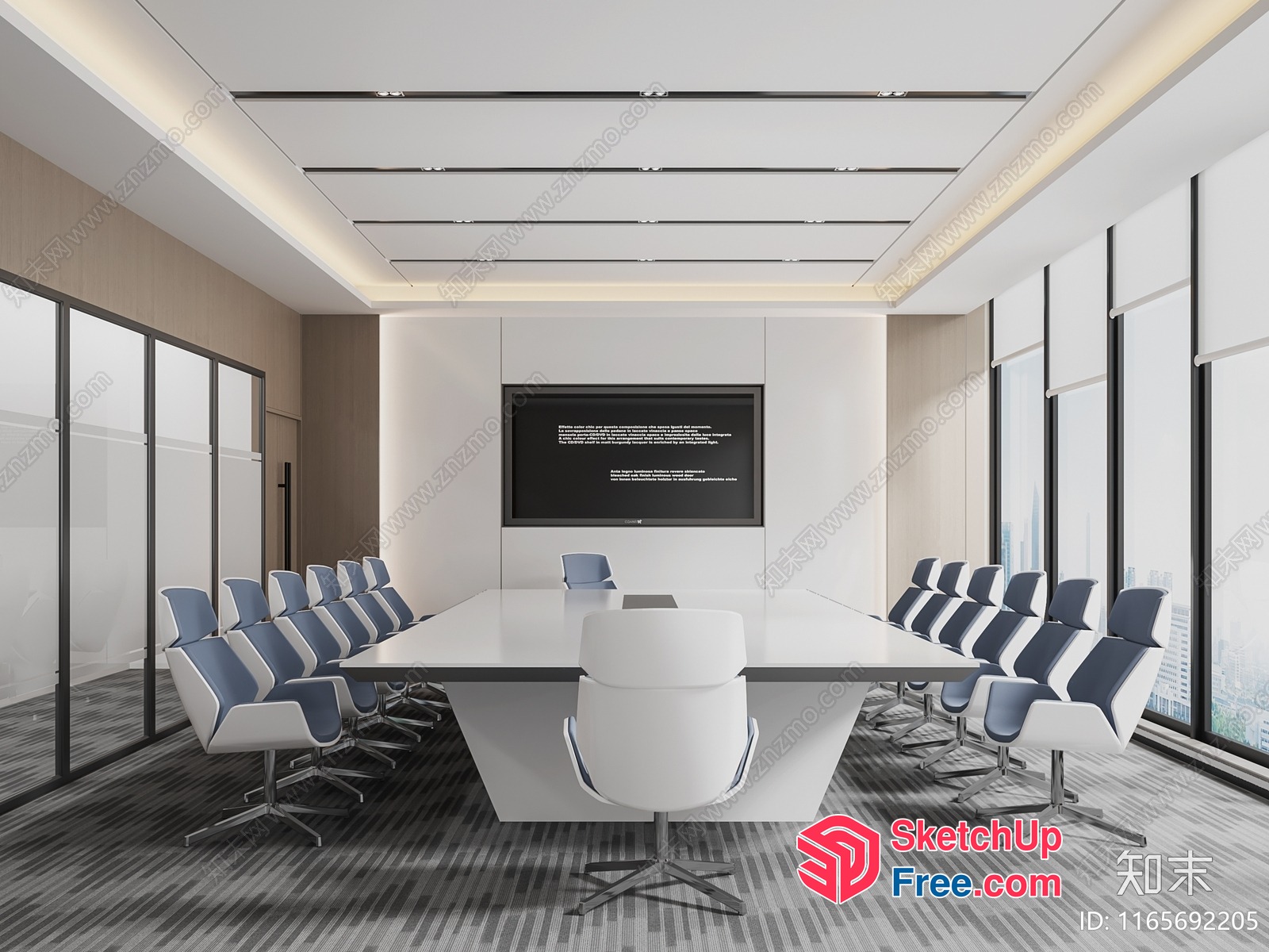 Conference Room Interior With Modern Table And Chairs 3D SketchUp File