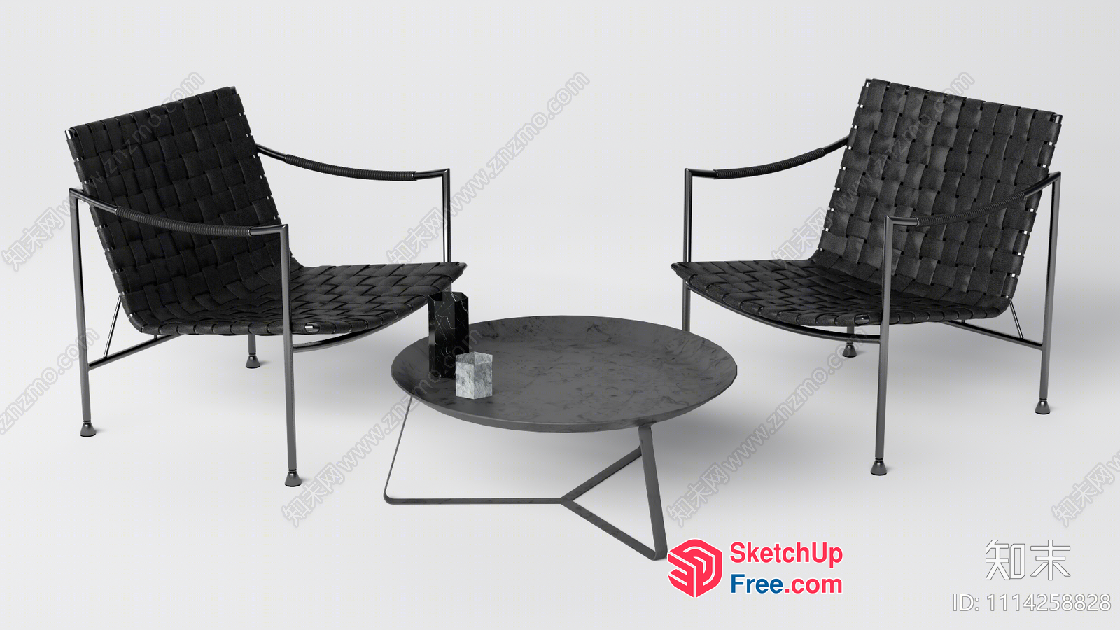 Modern Black Chairs And Table Set 3D SketchUp File