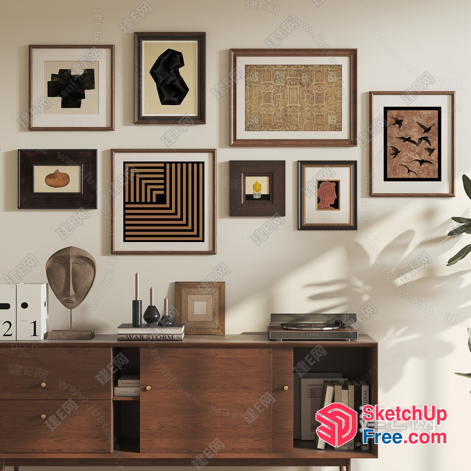 Mid-Century Modern Art Gallery Wall 3D SketchUp File