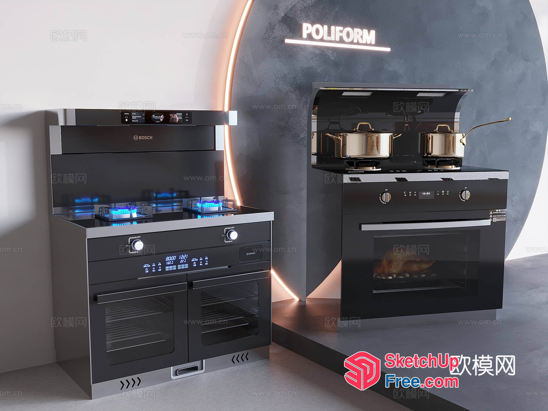 Modern Industrial Kitchen Appliances And Decor 3D SketchUp File