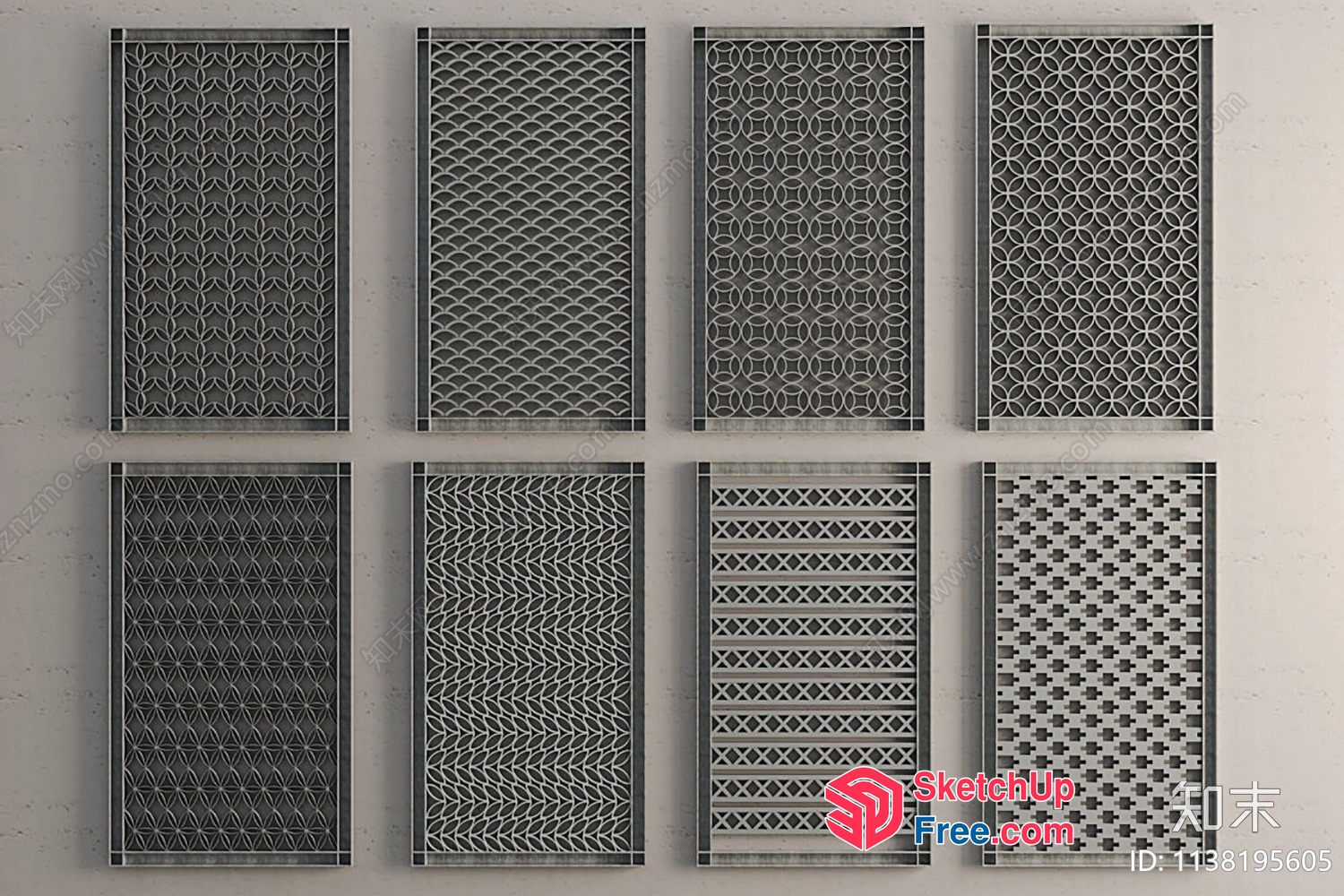 Modern Geometric Patterned Elevator Screen 3D SketchUp File