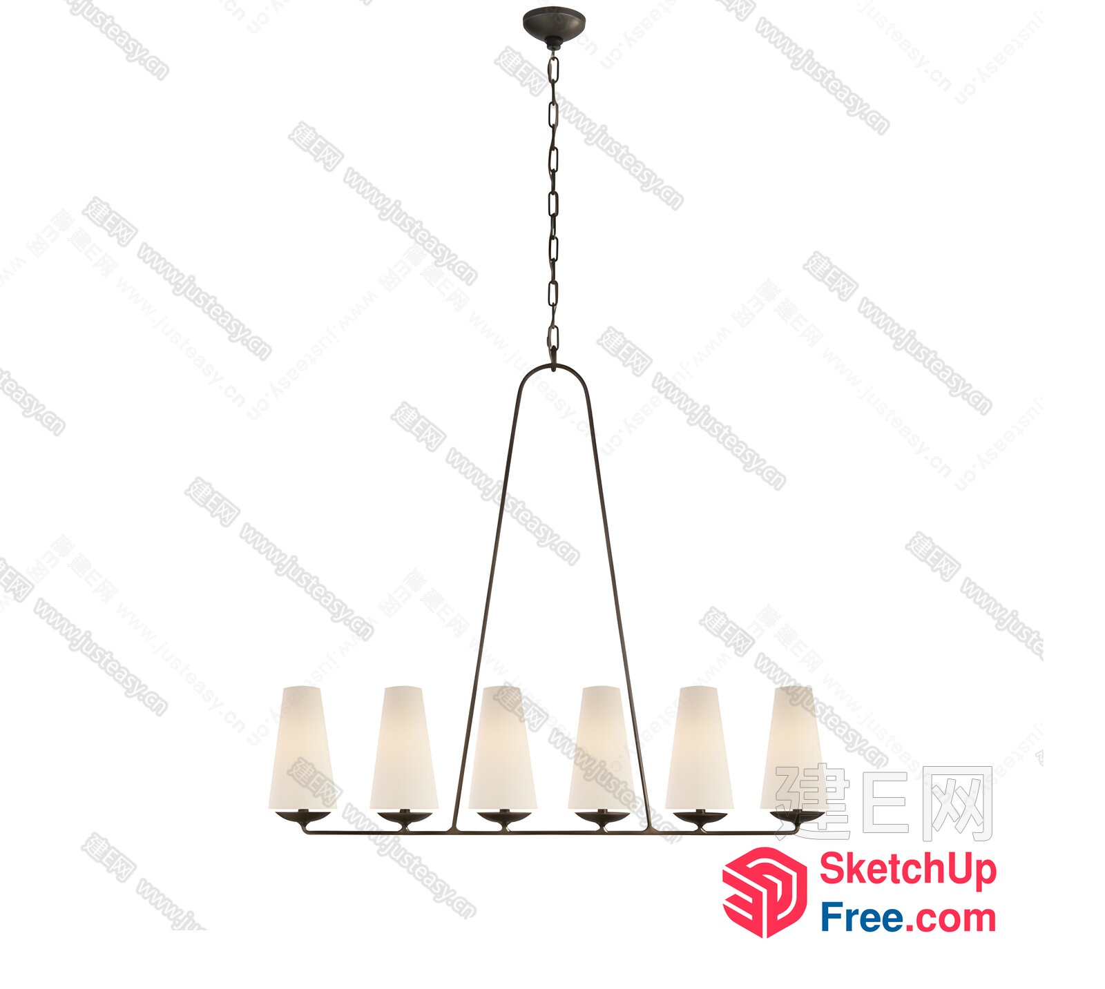 Chandelier With White Lampshades And Black Frame 3D SketchUp File