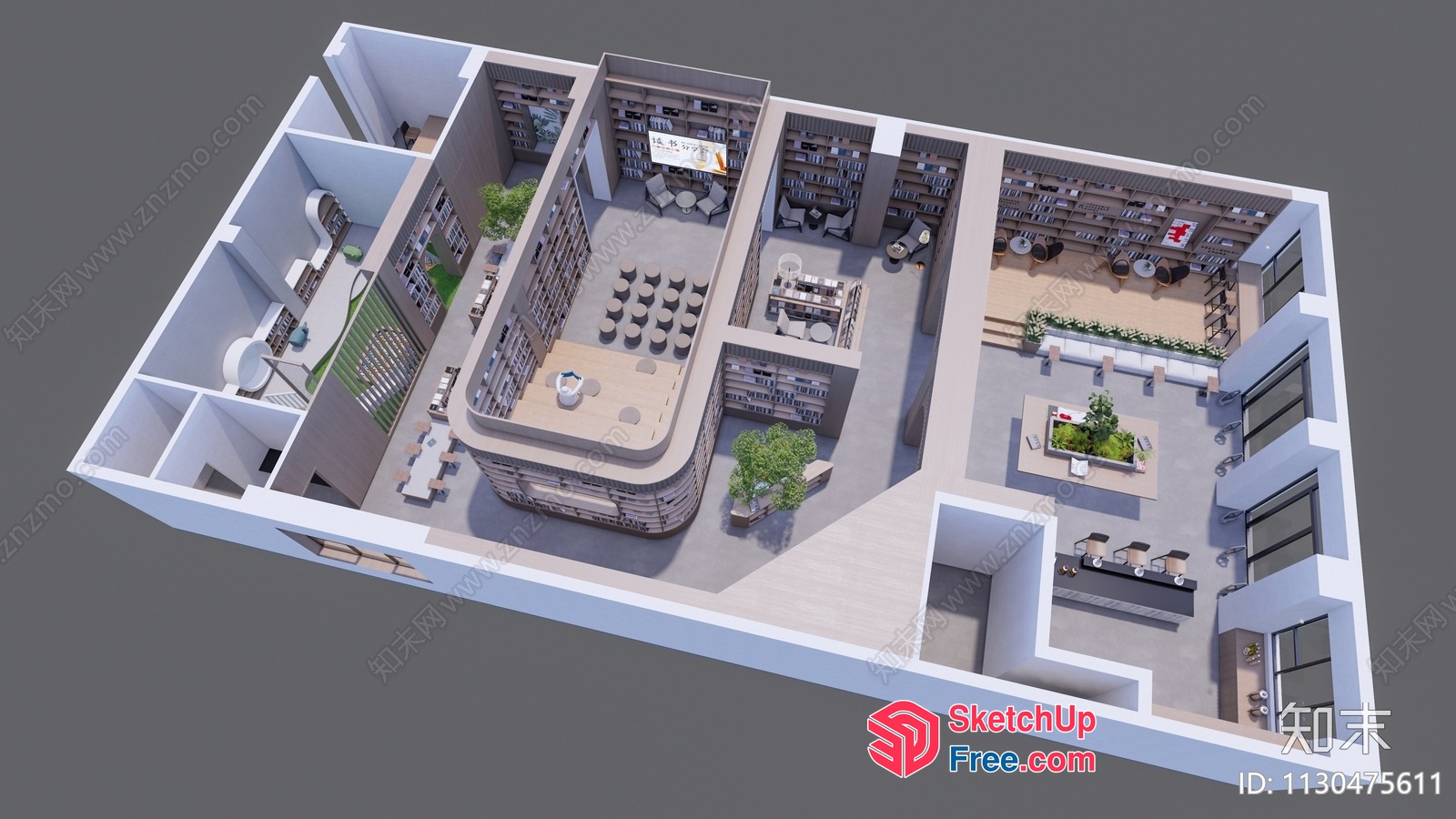 Modern Office Building Interior 3D SketchUp File