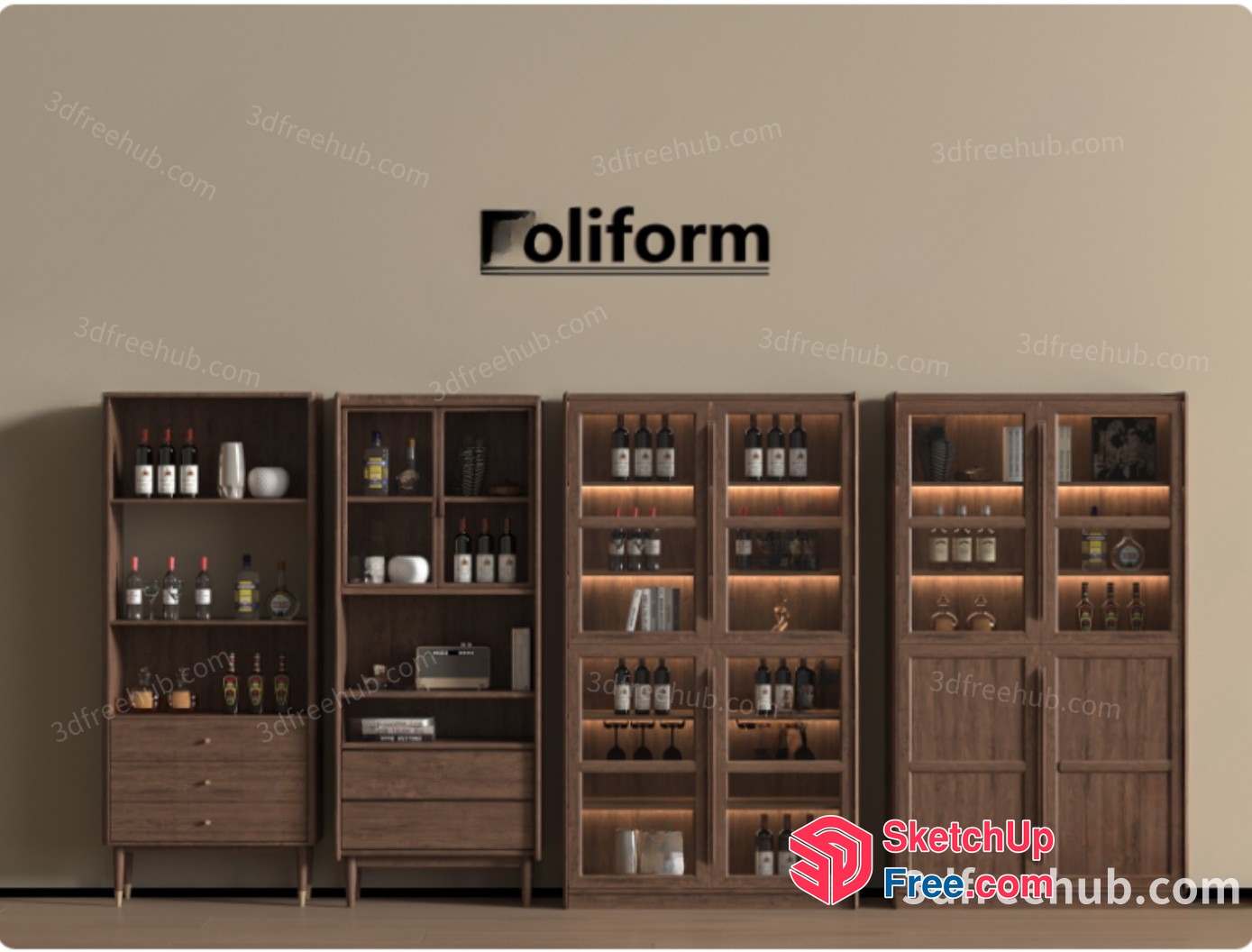Modern Bar Cabinet Set 3D SketchUp File
