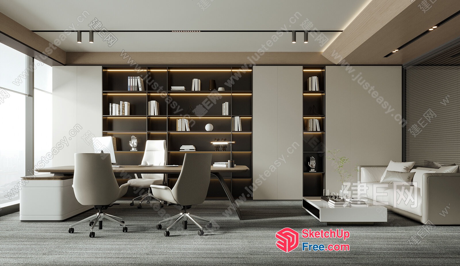 Modern Minimalist Office Space With Sleek Furniture And Natural Light 3D SketchUp File