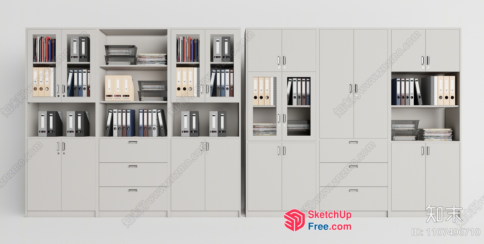 Modern Office Furniture With Storage And Shelving 3D SketchUp File