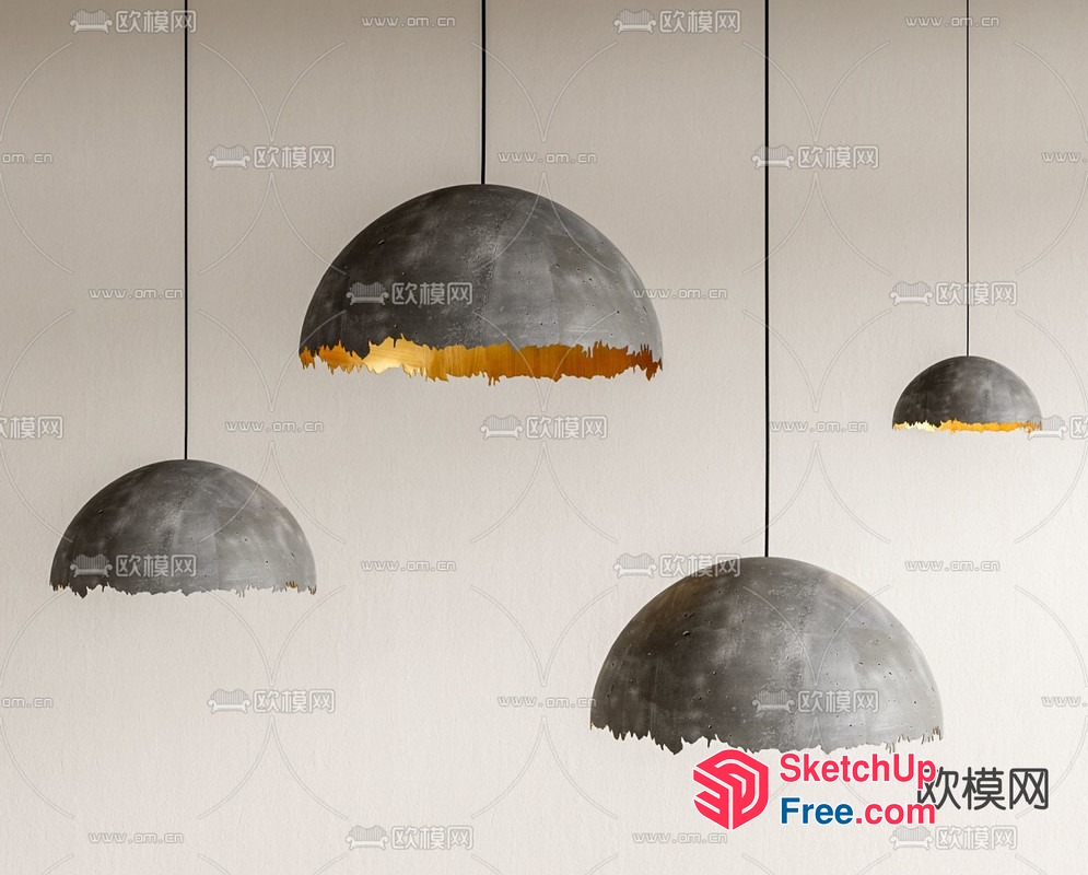 Minimalist Concrete Pendant Lighting Fixtures 3D SketchUp File