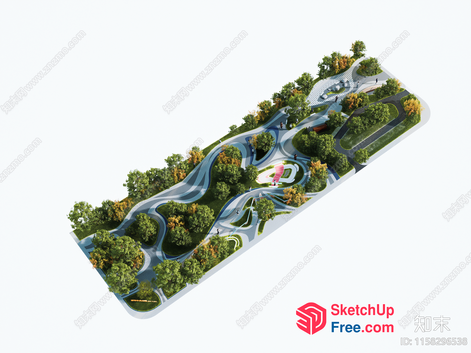 Serpentine Pathways Park 3D SketchUp File