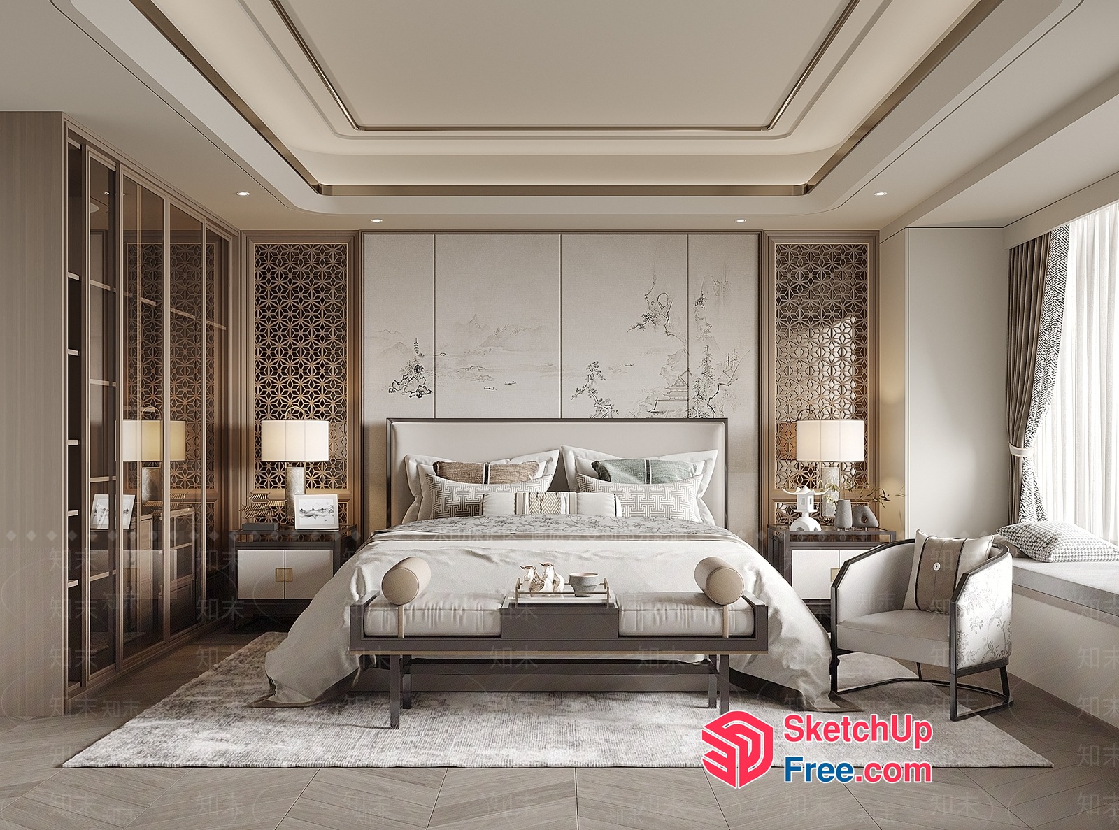 Elegant And Modern Bedroom Interior 3D SketchUp File