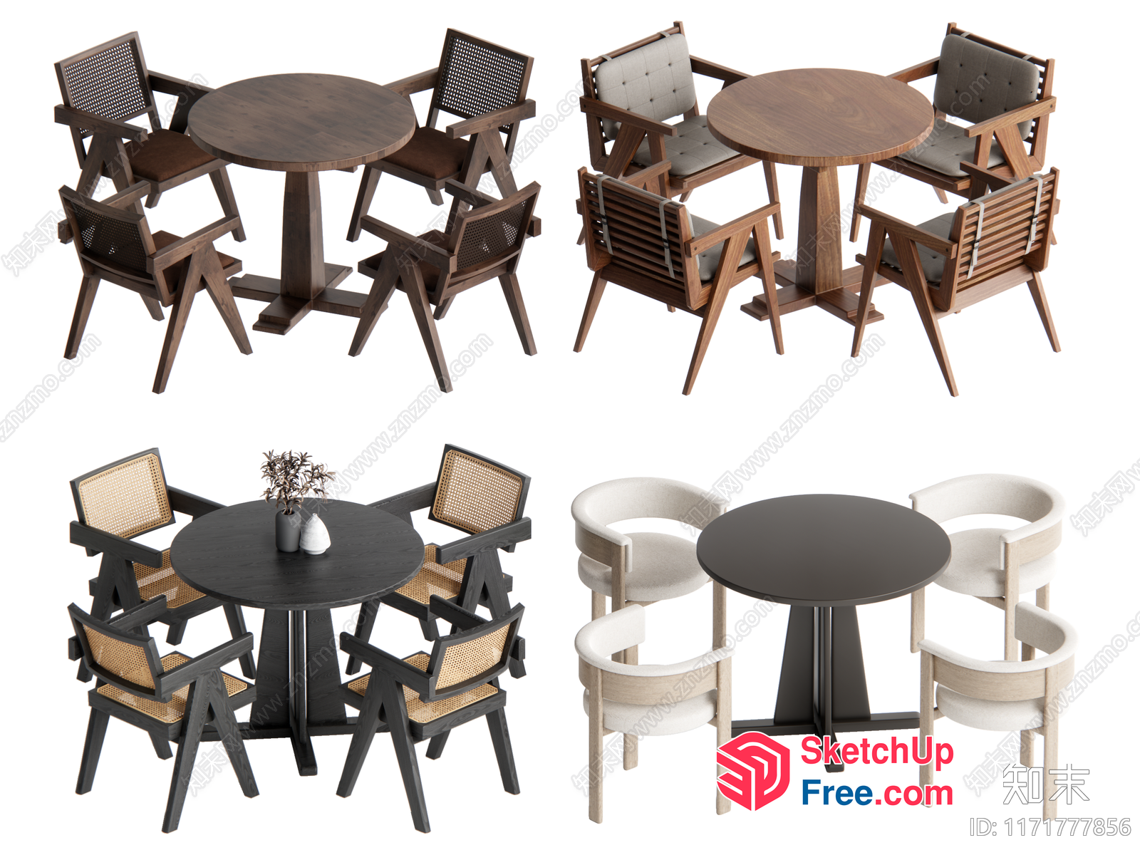 Modern Minimalist Dining Set Furniture 3D SketchUp File