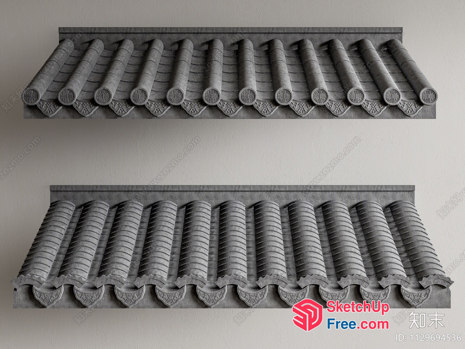 Traditional Japanese Roof Tiles 3D SketchUp File