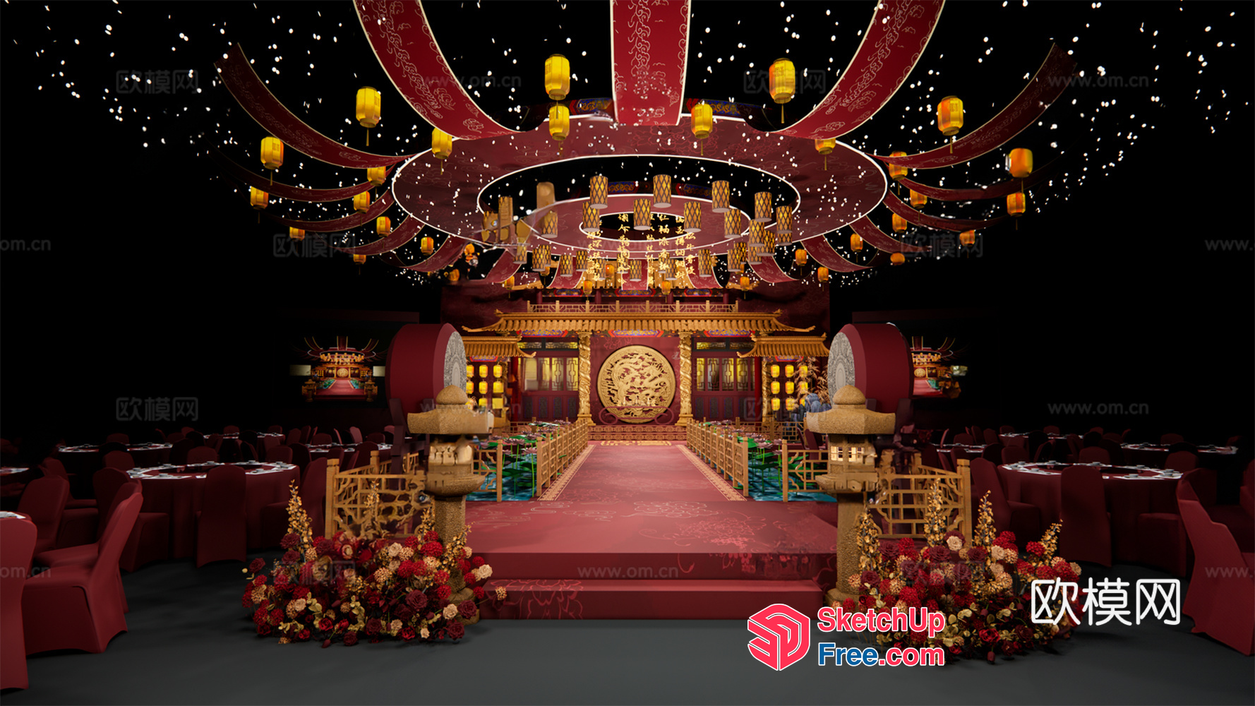 Traditional Chinese Wedding Stage 3D SketchUp File