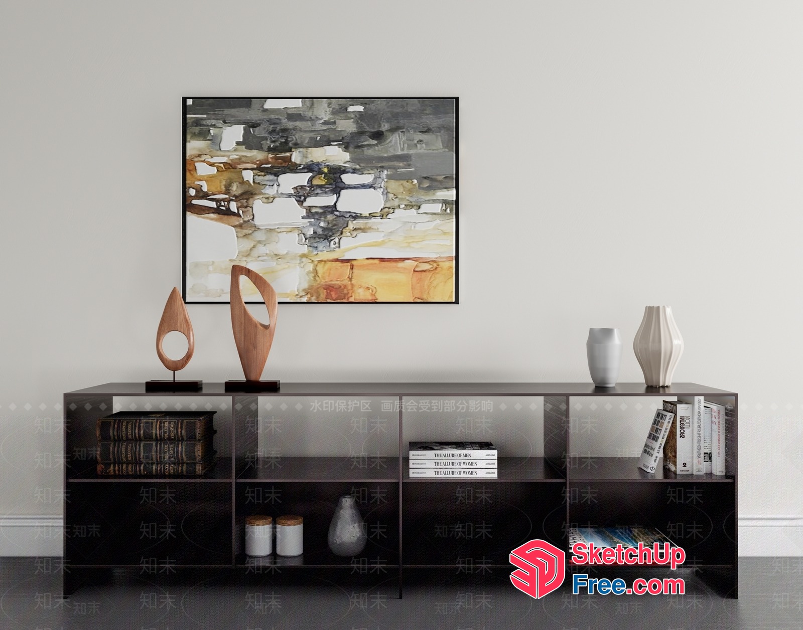 Modern Artwork Display Unit With Abstract Painting 3D SketchUp File