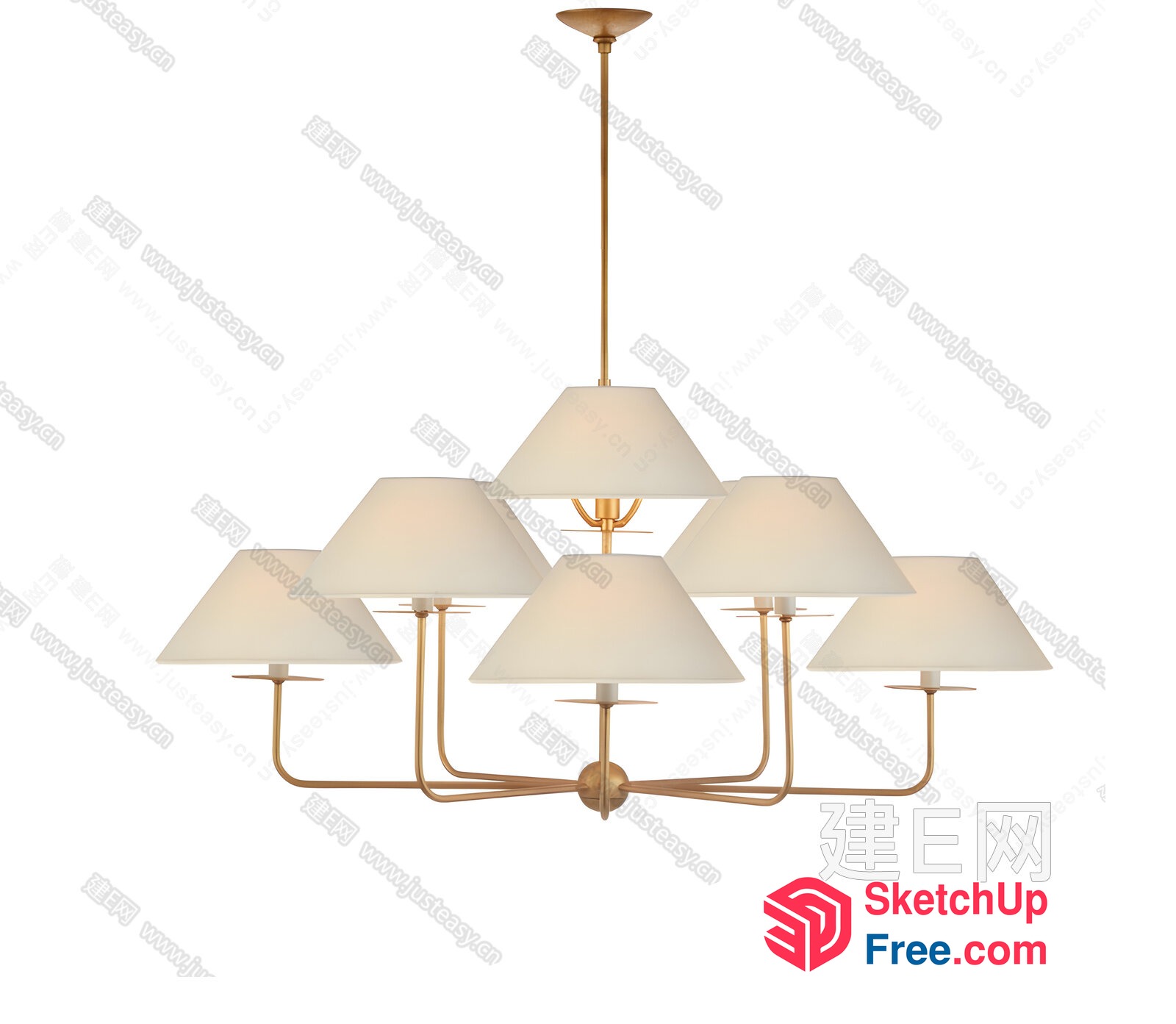 Elegant Chandelier With Multiple Lights And White Shades 3D SketchUp File