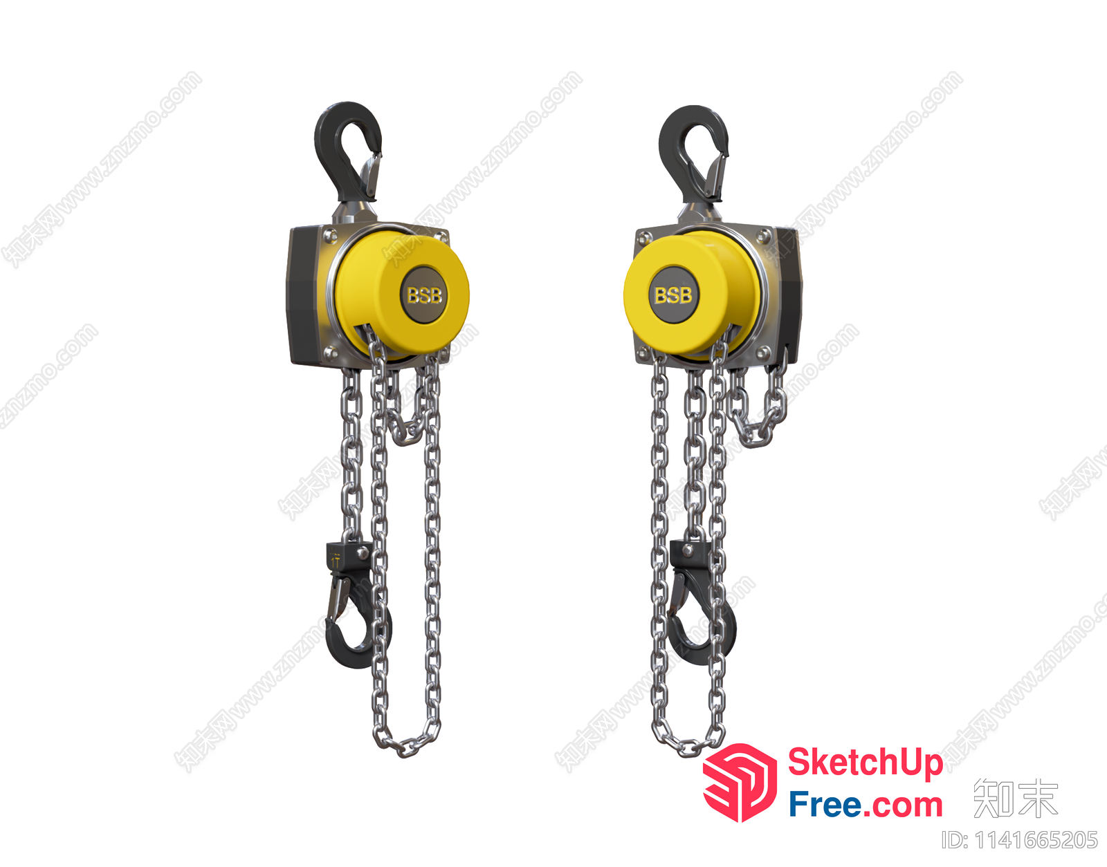 Yellow And Silver Chain Hoists 3D SketchUp File