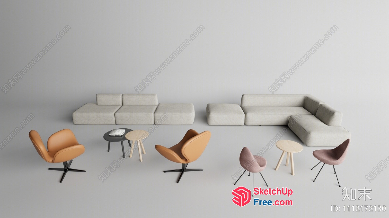 Minimalist Living Room Furniture Set 3D SketchUp File