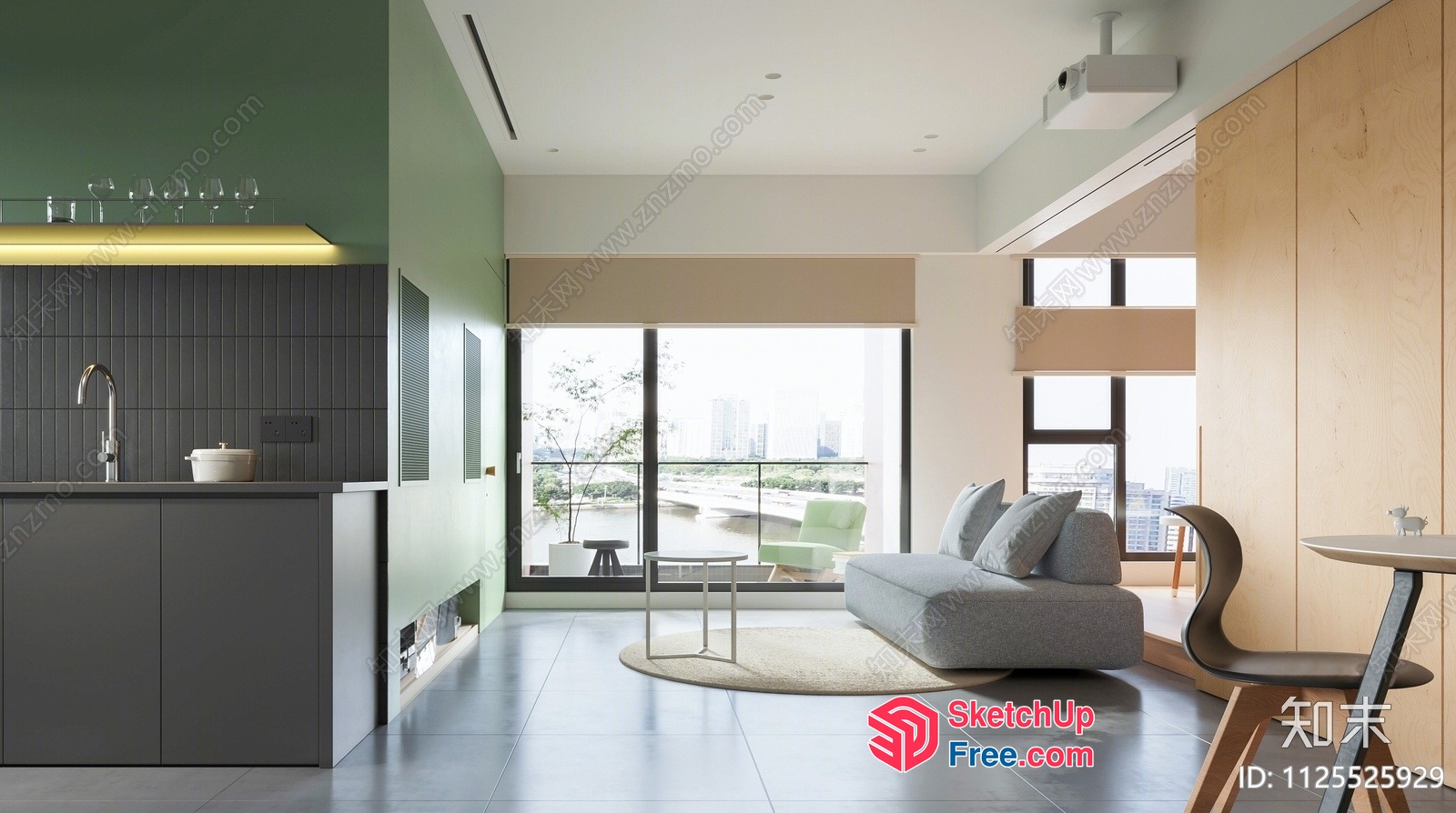 Modern Minimalist Living Room With Natural Light 3D SketchUp File