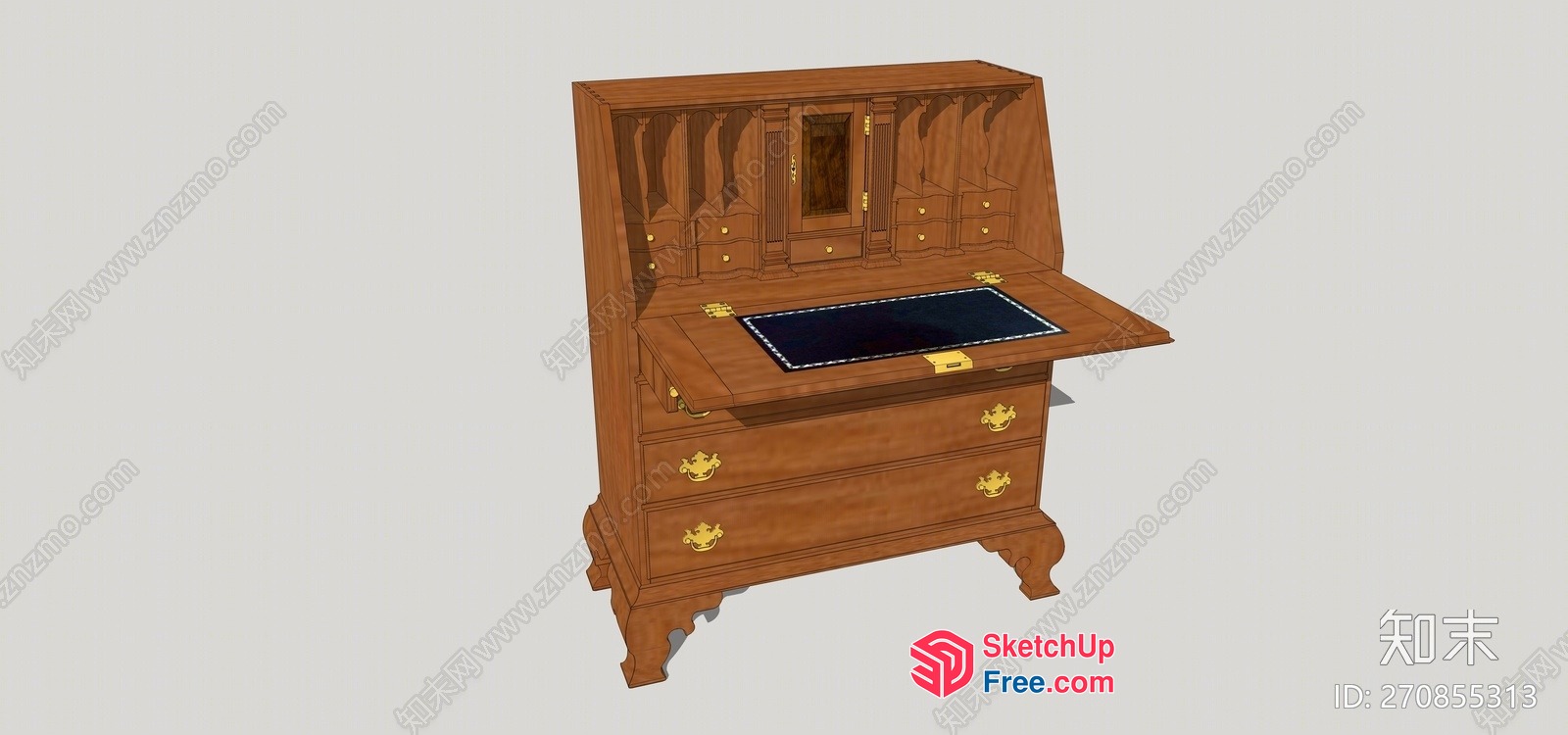 Classic Wooden Furniture With Ornate Gold Hardware 3D SketchUp File