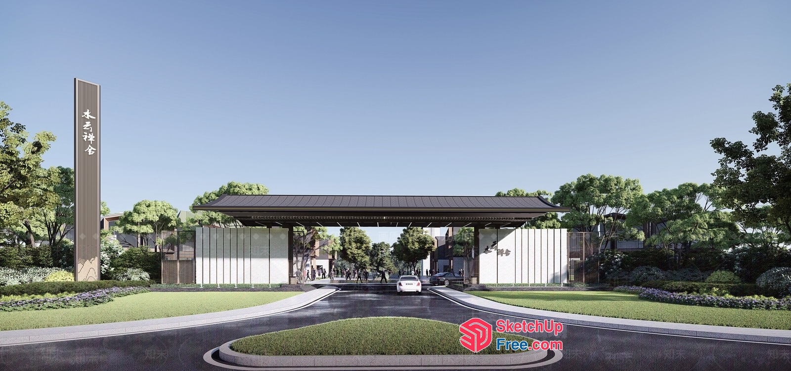 Asian-Inspired Entranceway With Modern Elements 3D SketchUp File