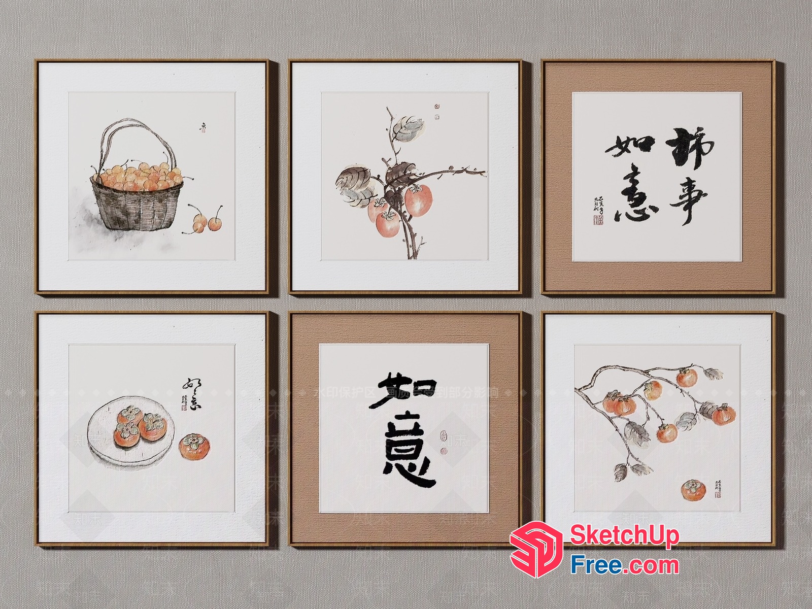 Traditional Chinese-Inspired Fruit Basket Decor 3D SketchUp File