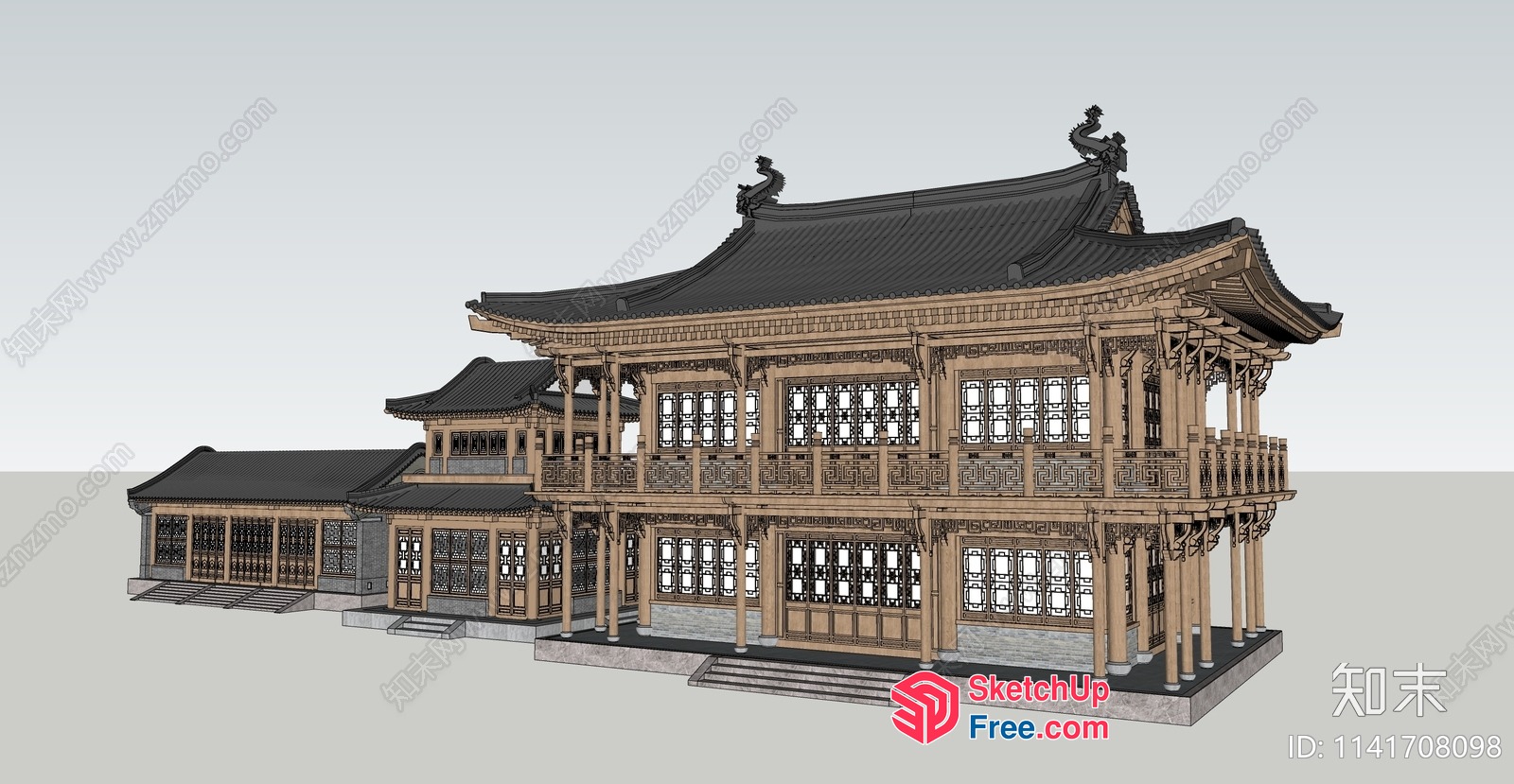 Traditional Asian Building Exterior 3D SketchUp File
