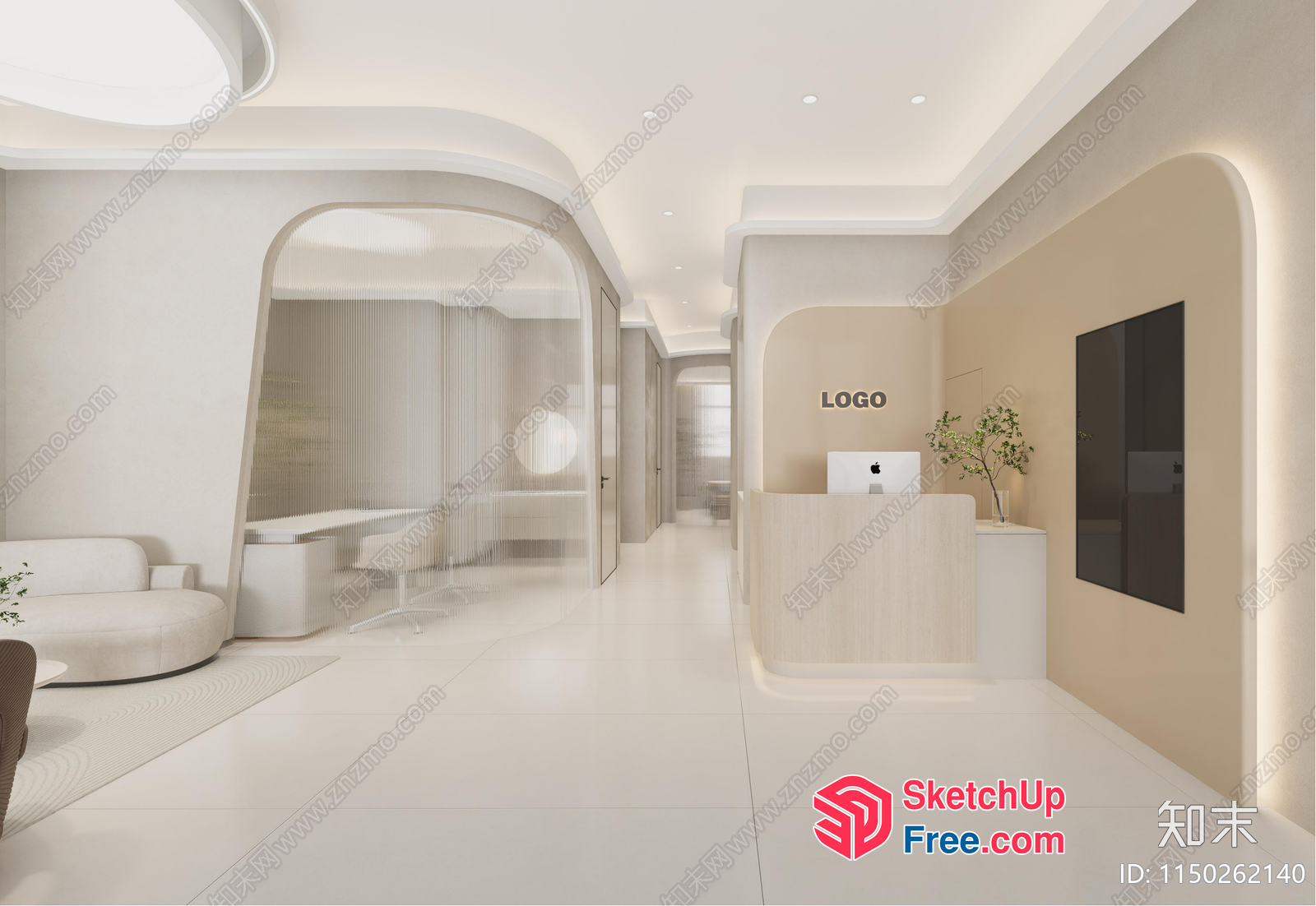 Modern Minimalist Office Space 3D SketchUp File